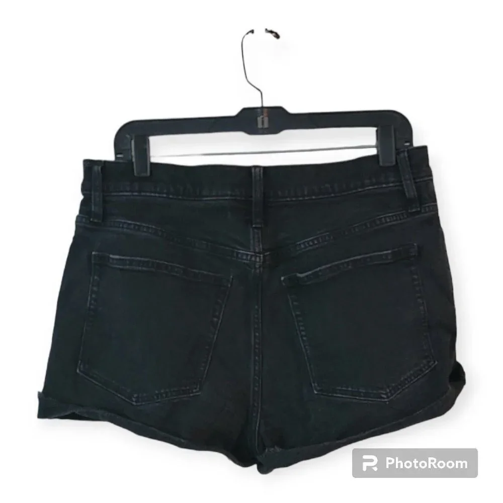 J Crew REIMAGINED Womens Black Button Fly Cutoff Denim Shorts Size 31 Or LARGE